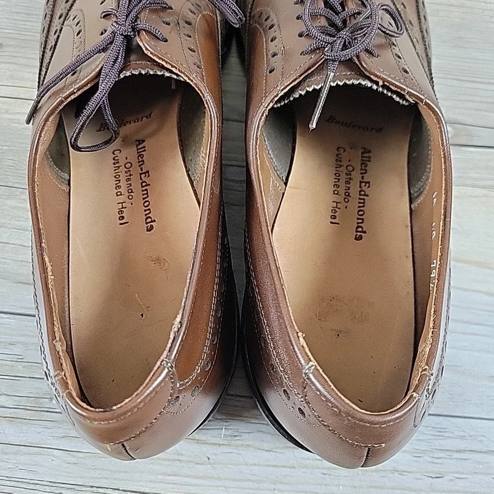 Allen Edmonds Mens Shoes 10 4A AAAA Wingtip Brown Oxford 6375 Brogue Super Slim